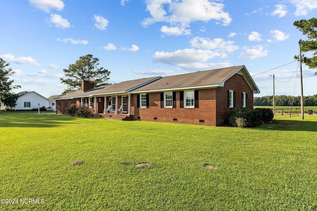 775 Gray Rd, Vanceboro, NC 28586 - single story home with crawl space, a front lawn, brick siding, and a chimney