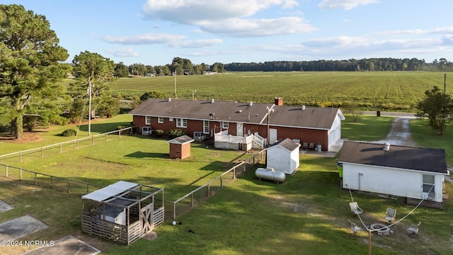 drone / aerial view with a rural view