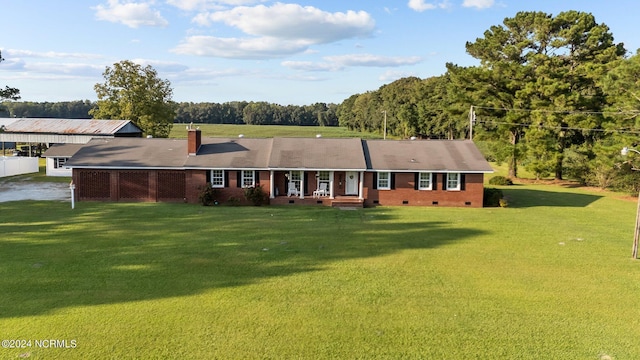 775 Gray Rd, Vanceboro, NC 28586 - ranch-style house featuring crawl space, driveway, a front lawn, and a chimney