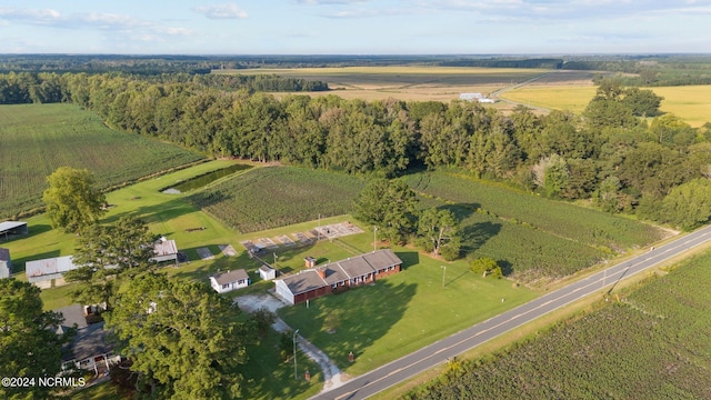 birds eye view of property featuring a rural view