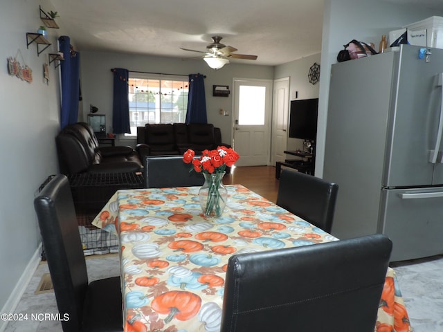 dining area featuring ceiling fan