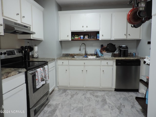 kitchen featuring white cabinetry, sink, and stainless steel appliances