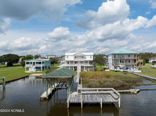 view of dock featuring a water view