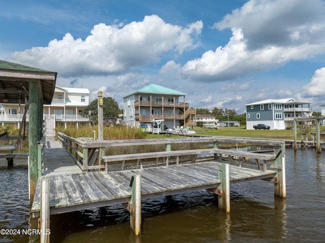 dock area featuring a water view