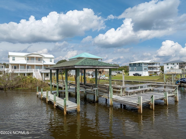 view of dock featuring a water view