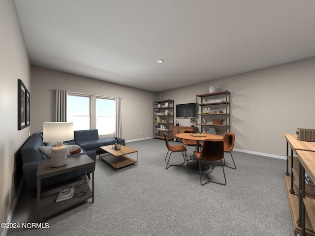 living room featuring baseboards and carpet flooring