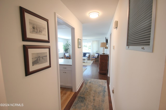 hallway featuring light wood-type flooring