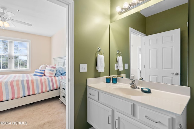 bathroom with vanity and ceiling fan