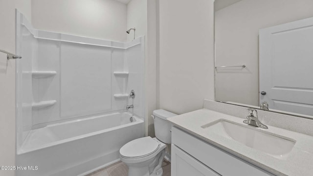 bathroom with vanity, toilet, and bathtub / shower combination