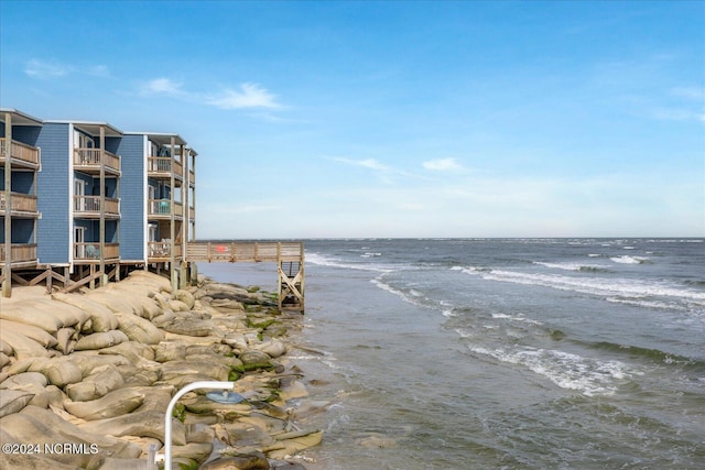 view of water feature featuring a view of the beach