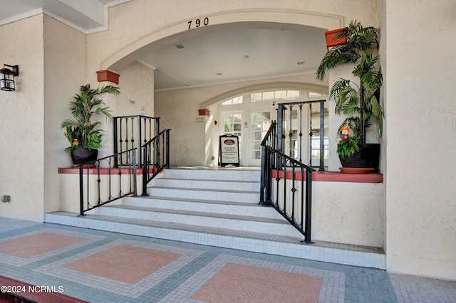 property entrance with french doors