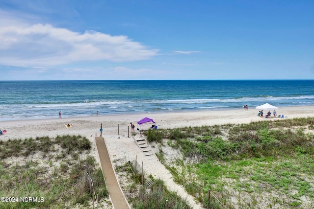 property view of water featuring a view of the beach