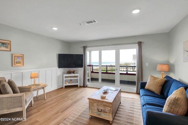 living room with light wood-type flooring