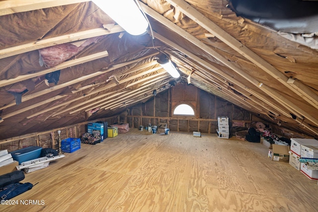 view of unfinished attic