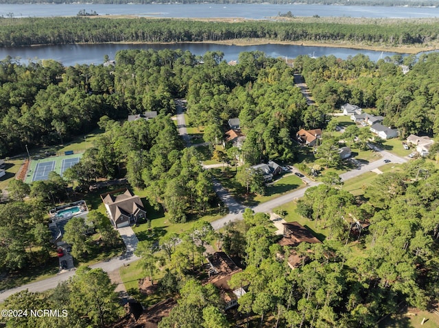 bird's eye view featuring a water view