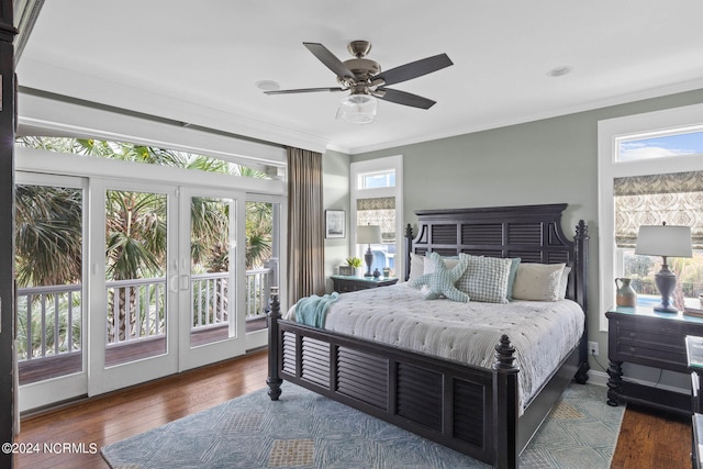 bedroom with dark wood-type flooring and multiple windows