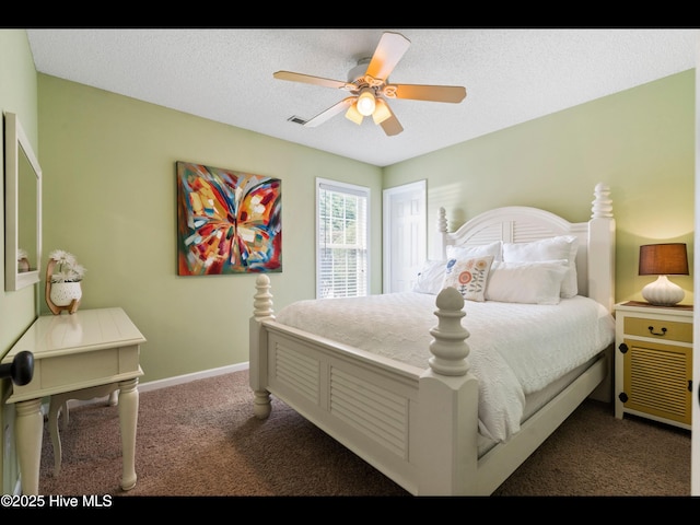 1204 Maple Ridge Rd, Wilmington, NC 28411 - carpeted bedroom featuring ceiling fan and a textured ceiling