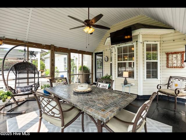 1204 Maple Ridge Rd, Wilmington, NC 28411 - sunroom / solarium with a ceiling fan and lofted ceiling