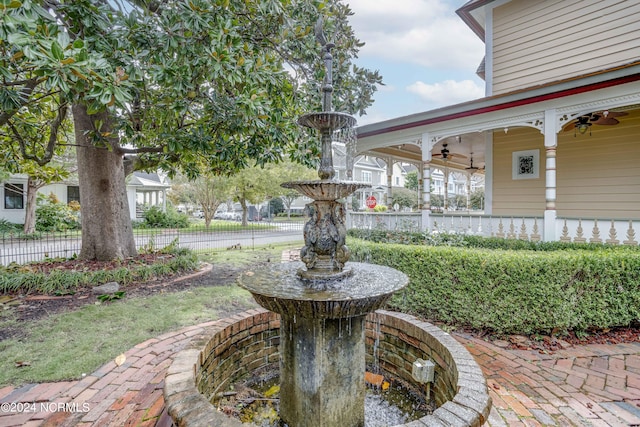 view of patio / terrace featuring ceiling fan