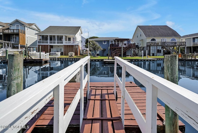 view of dock featuring a water view