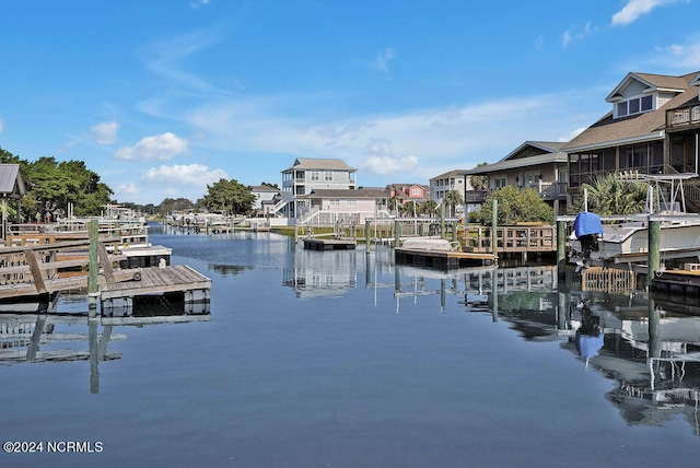 view of dock featuring a water view