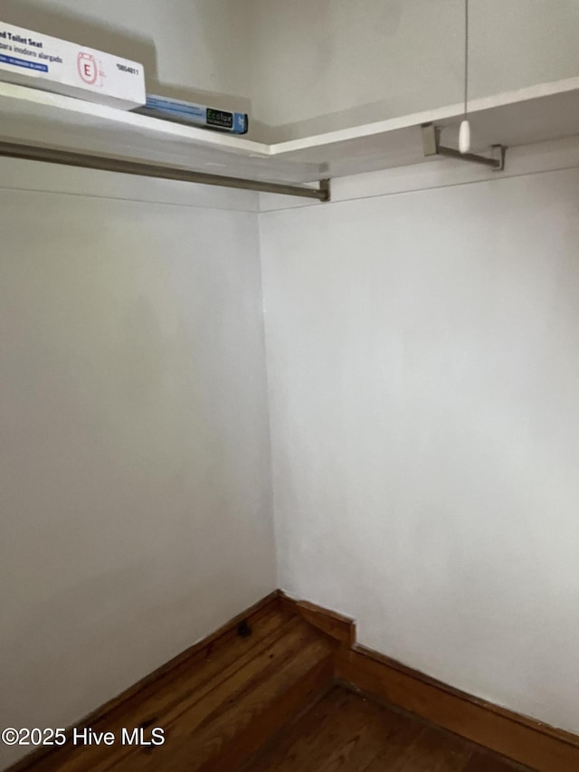 walk in closet featuring dark hardwood / wood-style flooring