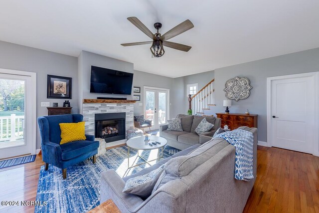 bedroom featuring ceiling fan and light wood-type flooring