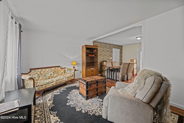 living room with hardwood / wood-style floors