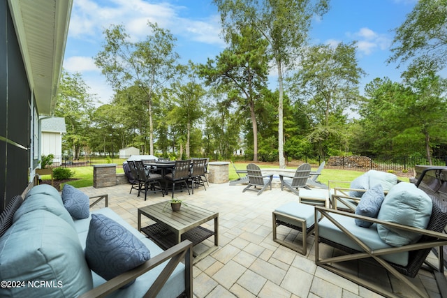 view of patio / terrace featuring an outdoor living space