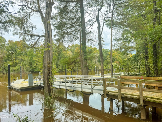 view of dock featuring a water view