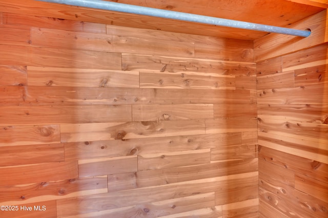 details featuring wood walls