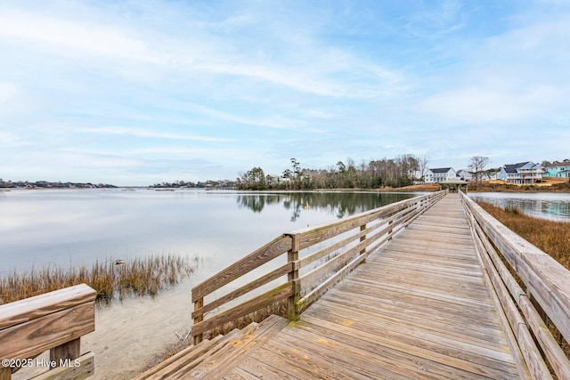 view of dock featuring a water view