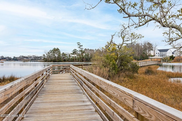 dock area featuring a water view