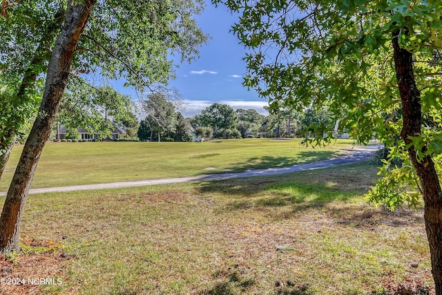 view of property's community with a lawn