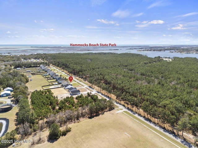 1397 Hammocks Beach Rd, Swansboro, NC 28584 - bird's eye view of a heavily wooded area and a nearby body of water