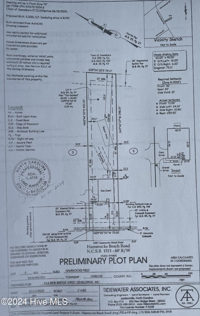 1397 Hammocks Beach Rd, Swansboro, NC 28584 - survey map / technical document