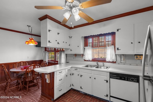 kitchen featuring sink, decorative backsplash, dishwasher, and plenty of natural light