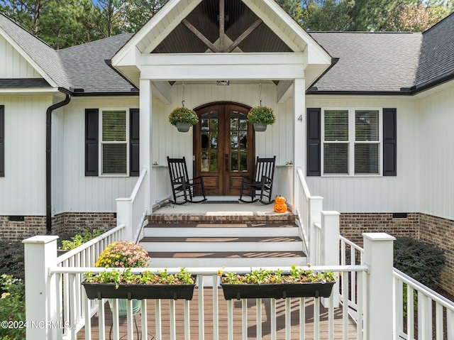 doorway to property with french doors