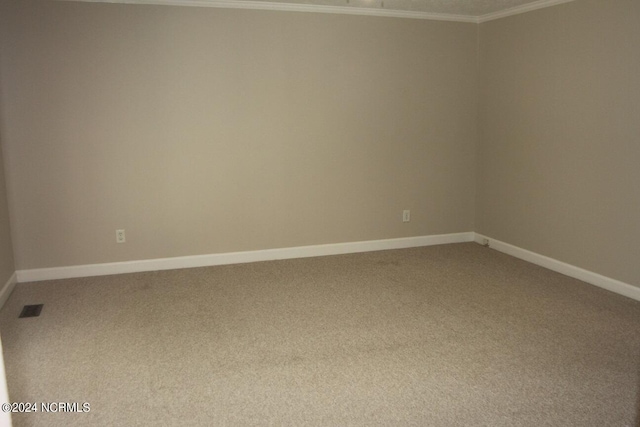 carpeted empty room with crown molding