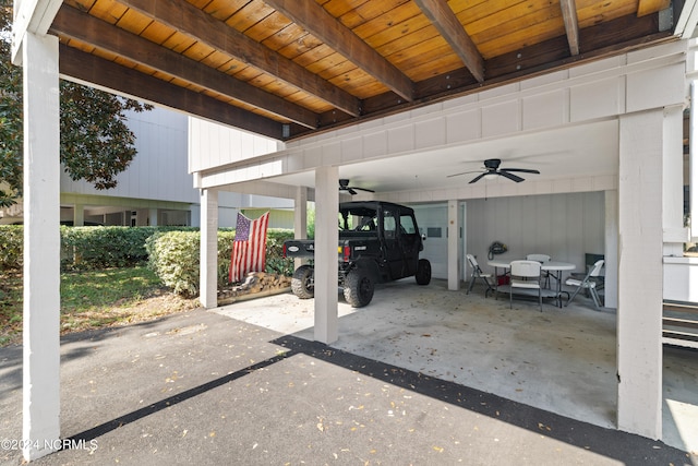 view of patio featuring ceiling fan