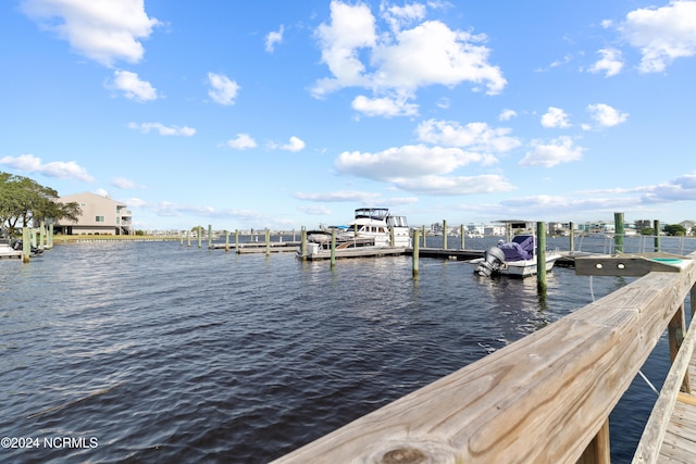 view of dock featuring a water view