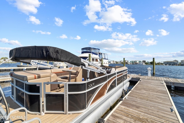 dock area with a water view