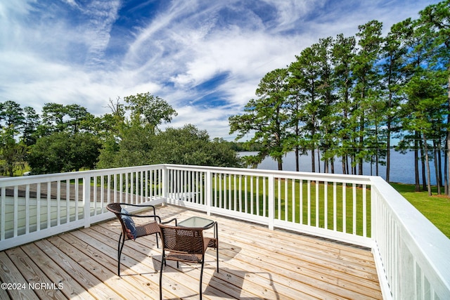 deck with a water view