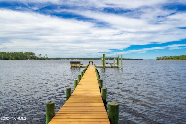 view of dock featuring a water view