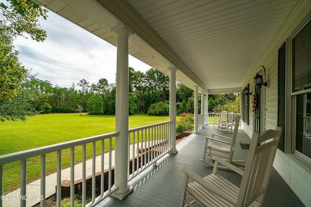 deck with a lawn