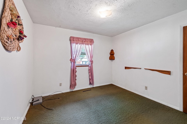 carpeted spare room with a textured ceiling