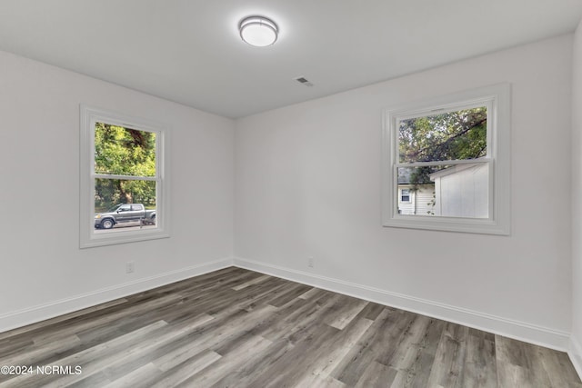 empty room featuring wood-type flooring and plenty of natural light