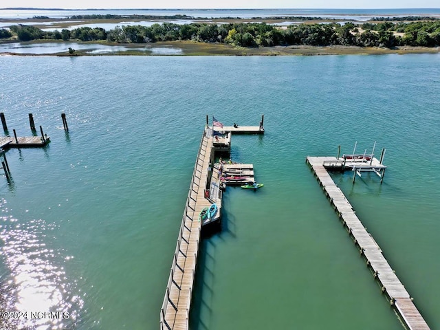 view of dock featuring a water view