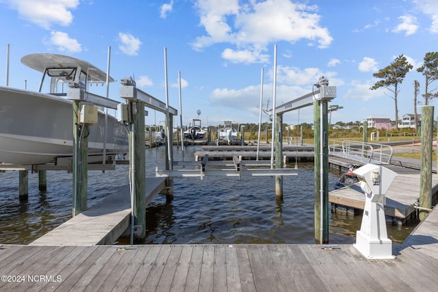 view of dock featuring a water view