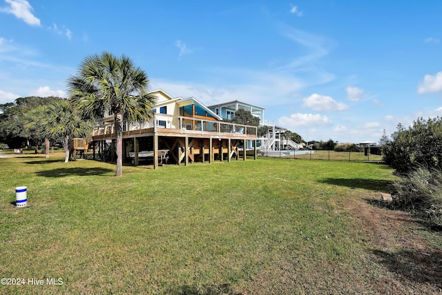 view of yard featuring a deck